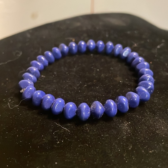 8” purple dark blue stackable stretch bracelet with 36 beads - Picture 1 of 8